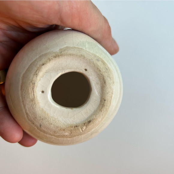 Vintage Mexican Tonala white & green birds/plants ceramic eggs lot of two - Picture 8 of 9